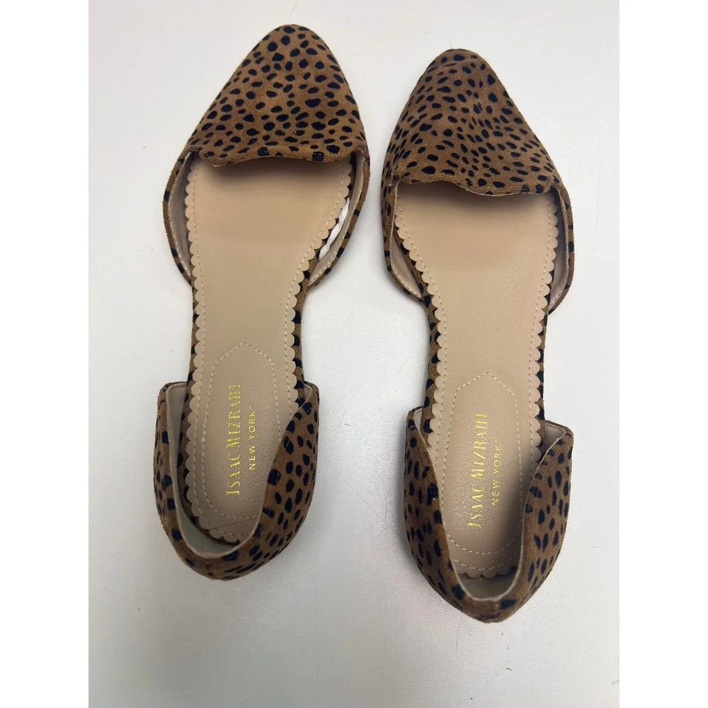 Isaac Mizrahi New York Leopard Print‎ D'Orsay Pointed Toe Scalloped Flats 7.5